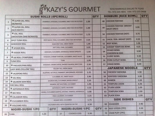 Menu photo 7 The Sushi Bar Dallas, TX Menu photo 7 The Sushi Bar Dallas, TX