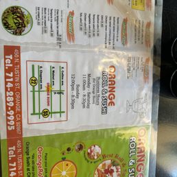 Menu on the tables
