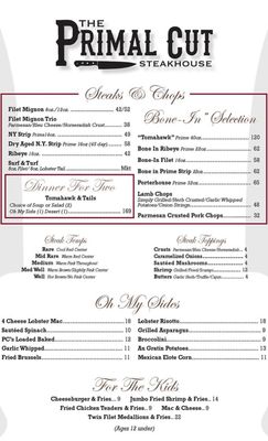 Menu photo 3 The Primal Cut Steakhouse Tinley Park, IL Menu photo 3 The Primal Cut Steakhouse Tinley Park, IL