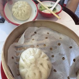 Pork and veggie steamed bao, fluffy and hot!