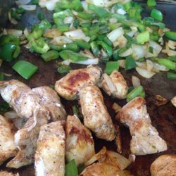 Friendswood Shell - Cooking the chicken and veggies for tacos