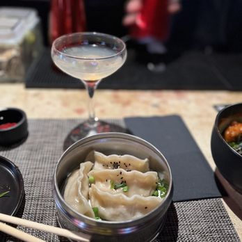 Bar Chinois - a bowl of dumplings and a glass of wine - Chinese Near Me - Washington, DC, District of Columbia