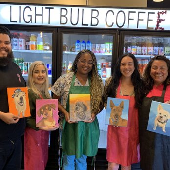 Pawcasso Paint Parties - Light Bulb Coffee - Paint & Sip Near Me Pawcasso Paint Parties - Light Bulb Coffee - Paint & Sip Near Me
