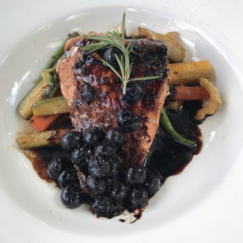 Cherry Point Vineyards - Wild sockeye salmon with local blueberries and balsamic reduction - Wineries Near Me - Cobble Hill, British Columbia