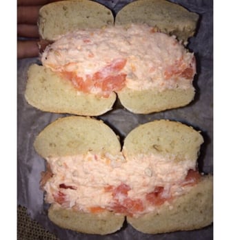 Bagel Plaza - Bagel with lox cream cheese you can see the chunks! - Bagels Near Me - Merrick, New York Bagel Plaza - Bagel with lox cream cheese you can see the chunks! - Bagels Near Me - Merrick, New York