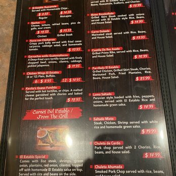 El Establo Bar & Grill - Menu - Tex-Mex Near Me - Manassas, Virginia