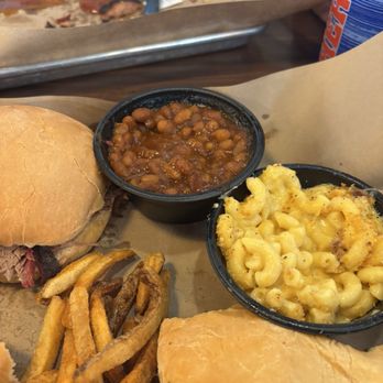 Mission BBQ - 2 lean brisket sandwiches with beans and Mac & cheese. Freedom fries as well. - Barbeque Near Me - Goodyear, Arizona Mission BBQ - 2 lean brisket sandwiches with beans and Mac & cheese. Freedom fries as well. - Barbeque Near Me - Goodyear, Arizona