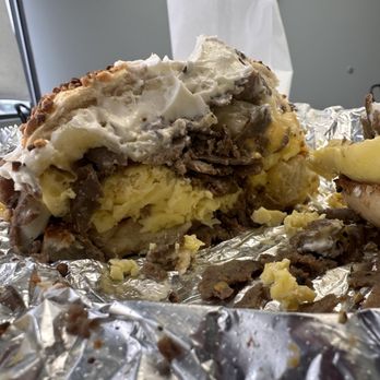 Lowcountry Bagels - The Philly with egg and cream cheese on garlic bagel - Bagels Near Me - Monroe, Ohio Lowcountry Bagels - The Philly with egg and cream cheese on garlic bagel - Bagels Near Me - Monroe, Ohio