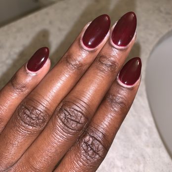 Super Nail - Full set with almond shaped nails and oxblood (deep red) gel polish - Nail Salons Near Me - San Diego, California