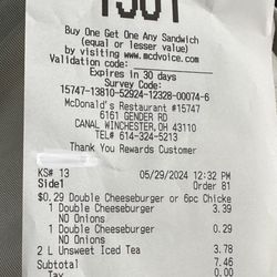 McDonald's - Includes the double cheeseburger deal