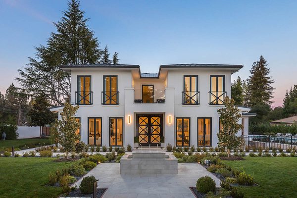 Menlo Park Showcase Home - Complete renovation of landscape surrounding lovely Menlo Park home.  Work included: pouring concrete, tree selection and planting, irrigation, lighting installation, sod, vegetation.