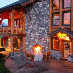 Deep Creek Fishing Club - Lodge, frontal view from ocean showing outdoor patio and decks
