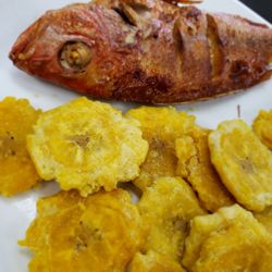 Subs & Suds Biagio's - Fried fish and tostones.