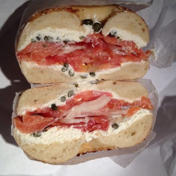 Gino's Bagels - Delicious everything bagel with sliced lox, cream cheese, tomato, onion and capers. - Bagels Near Me - Orangeburg, New York Gino's Bagels - Delicious everything bagel with sliced lox, cream cheese, tomato, onion and capers. - Bagels Near Me - Orangeburg, New York