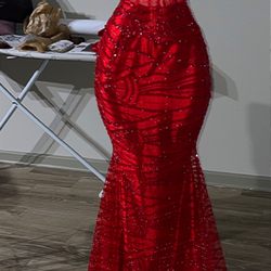Custom couture beaded corset prom gown.