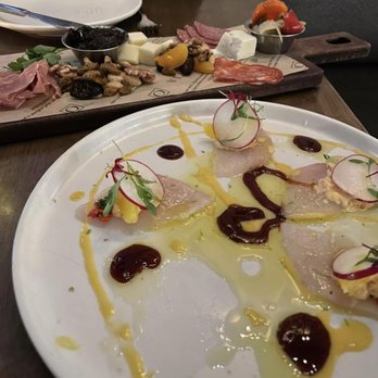OLIVIA - Wahoo crudo and the charcuterie board - Italian Near Me - Tampa, Florida OLIVIA - Wahoo crudo and the charcuterie board - Italian Near Me - Tampa, Florida