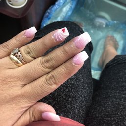 New full set and a deluxe pedi. New full set and a deluxe pedi.