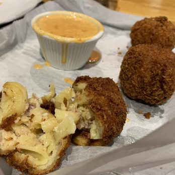 Brgr Stop - White Truffle Bacon Mac N Cheese Balls - Burgers Near Me - Coconut Creek, Florida