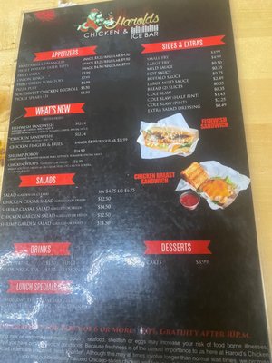 Menu photo 1 Harold's Chicken & Ice Bar - Duluth Duluth, GA Menu photo 1 Harold's Chicken & Ice Bar - Duluth Duluth, GA