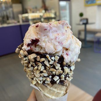 Emack & Bolio's Fort Greene - "Space Cake" ice cream in a chocolate and peanuts cone - Ice Cream & Frozen Yogurt Near Me - Brooklyn, New York