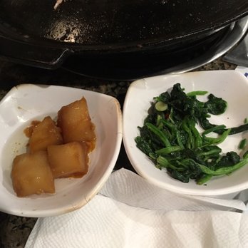 Surawon BBQ - Banchan like potato and spinach. - Korean Near Me - Cerritos, California Surawon BBQ - Banchan like potato and spinach. - Korean Near Me - Cerritos, California