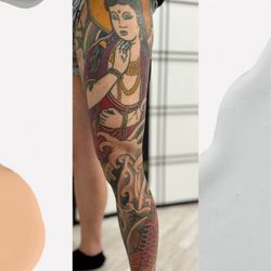 Cipher Tattoo - Japaneese style leg sleeve