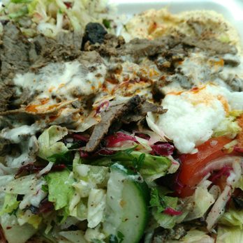 Nasib's - Beef shawarma dinner subbing out the rice for salad. Potent spices! Hot sauce not hot. - Halal Near Me - Scarborough, Ontario