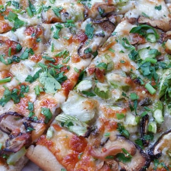 Cheese Board Pizza - Asparagus, shitake mushrooms, mozzarella and prima donna aged gouda cheese, garlic olive oil, parsley,  and lemon zest.  Amazingly good! - Pizza Near Me - Berkeley, California