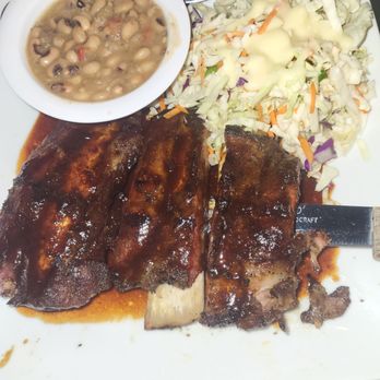 Felix's BBQ with Soul - 1/2 slab of beef ribs, black-eyed peas and Cole slaw with biscuits. - Barbeque Near Me - San Marcos, California Felix's BBQ with Soul - 1/2 slab of beef ribs, black-eyed peas and Cole slaw with biscuits. - Barbeque Near Me - San Marcos, California
