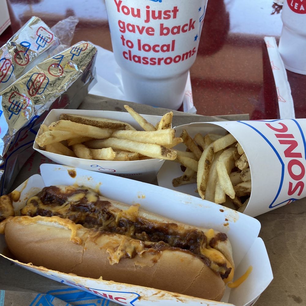 Sonic Drive-In - More of my meal Chili Cheese Coney Combo - Burgers Near Me - Fullerton, California Sonic Drive-In - More of my meal Chili Cheese Coney Combo - Burgers Near Me - Fullerton, California