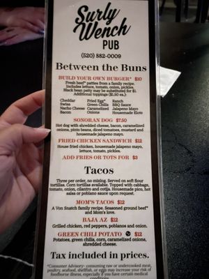 Menu photo 3 Surly Wench Pub Tucson, AZ