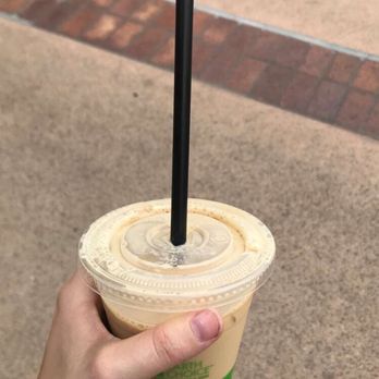 Upside Down - vanilla latte with abnormally tall straw - Coffee & Tea Near Me - Los Angeles, California