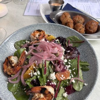 Hank’s Oyster Bar, Dupont Circle - Mixed green salad with shrimp ($24), hushpuppies ($10) - Seafood Near Me - Washington, DC, District of Columbia Hank’s Oyster Bar, Dupont Circle - Mixed green salad with shrimp ($24), hushpuppies ($10) - Seafood Near Me - Washington, DC, District of Columbia