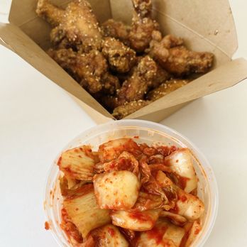 Volcano Island - Mama Seoul's Kimchi ($8) - mild but complements the sweet wings - Chicken Wings Near Me - Hayward, California