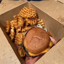 Chupacabra Cantina Y Tacqueria - The Chupacabra Burger w/ a side of Waffle Fries