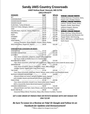Menu photo 3 Sandy JAKS Country Crossroads Hancock, MD Menu photo 3 Sandy JAKS Country Crossroads Hancock, MD