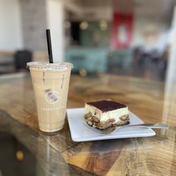 Crave Coffee Bar - Latte and tiramisu