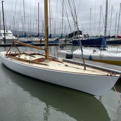 Berkeley Marine Center - 1963 Yankee One Design "FLOTSAM" with new bottom and hull paint. I will have Agustin Ordaz do the varnish in the next couple weeks.