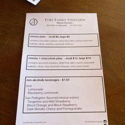 Fore Family Vineyards - Food & drink menu