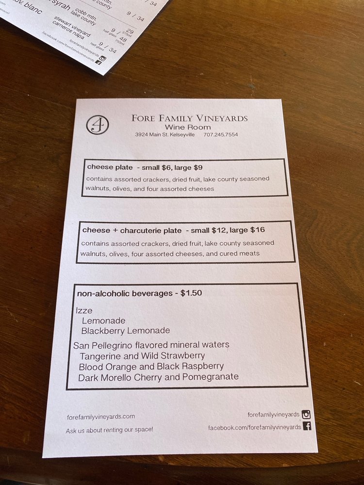 FORE FAMILY VINEYARDS Updated July 2024 3920 Main St, Kelseyville
