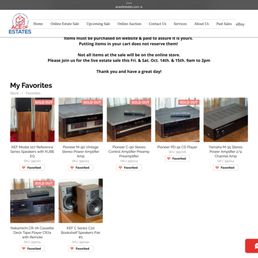 Website on iPad at 6:23p - no prices, items not open for sale!