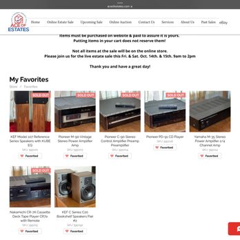 Ace of Estates - Website on iPad at 6:23p - no prices, items not open for sale! - Estate Liquidation Near Me - Carefree, Arizona