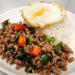 Thai Kreation - Ka pow (Spicy Basil) 
Add Freid egg is optional.