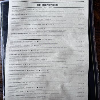 The Red Pepperoni - Beer and Wine Menu - Pizza Near Me - Madison, Indiana