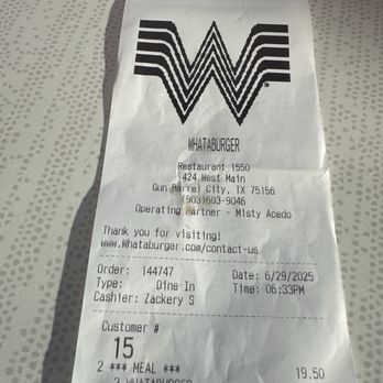 Whataburger - Proof of date and cashier that cannot listen and did not repeat order back. - Burgers Near Me - Gun Barrel City, Texas Whataburger - Proof of date and cashier that cannot listen and did not repeat order back. - Burgers Near Me - Gun Barrel City, Texas