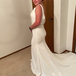 Alterations By Leanne - The dress before! You can see it's very tight across my hips, and does not zip up all the way.