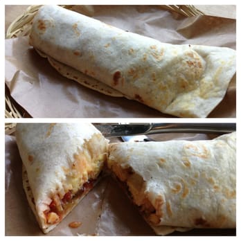 Meat Cheese Bread - Breakfast Burrito with bacon added. Excellent. - Sandwiches Near Me - Portland, Oregon