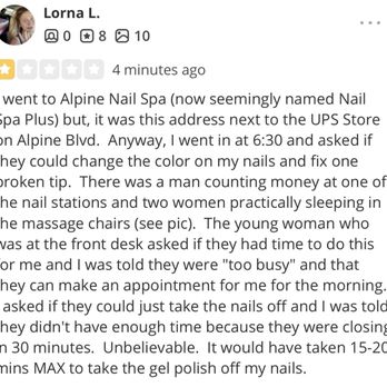 Nail Spa Plus - The only salon at this address is called Alpine Nail Spa but; the sign says "Nail Spa Plus" - Nail Salons Near Me - San Diego, California Nail Spa Plus - The only salon at this address is called Alpine Nail Spa but; the sign says "Nail Spa Plus" - Nail Salons Near Me - San Diego, California