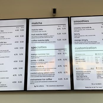 Bobaville - Menu as of 12/7/21 - Bubble Tea Near Me - San Francisco, California