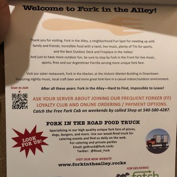 Fork in The Alley - Menu (first 4 pages = ads) - New American Near Me - Roanoke, Virginia